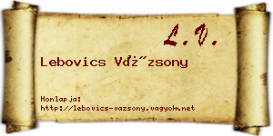 Lebovics Vázsony névjegykártya