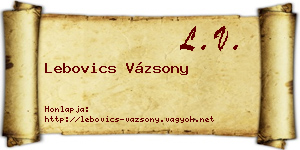 Lebovics Vázsony névjegykártya